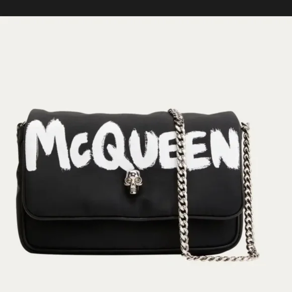 Alexander McQueen Graffiti Logo Nylon Skull Shoulder Bag NWT - Picture 1 of 8